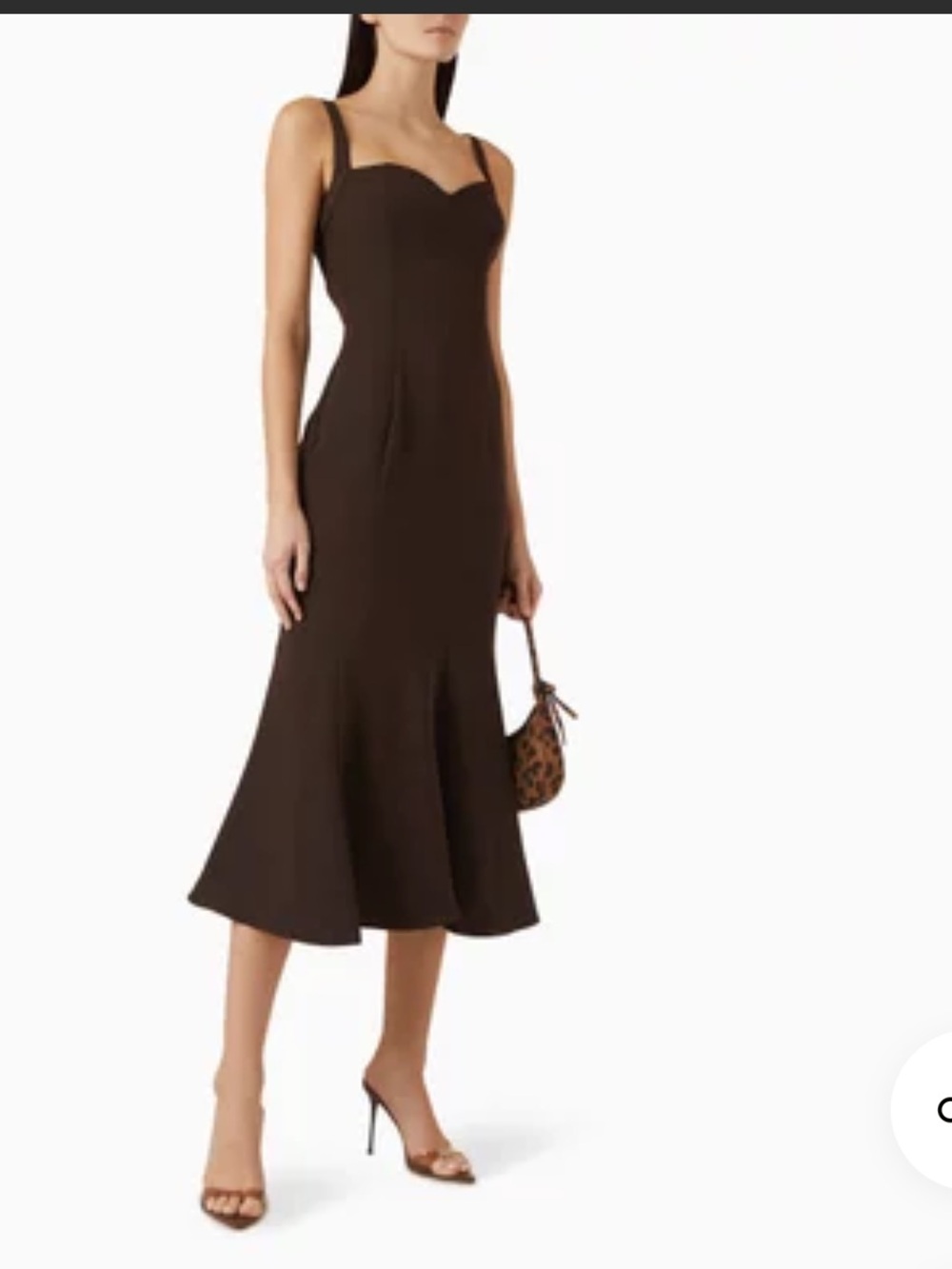 NWT Reformation CHOCOLATE EDDY FLARE HEM MIDI DRESS Size 2